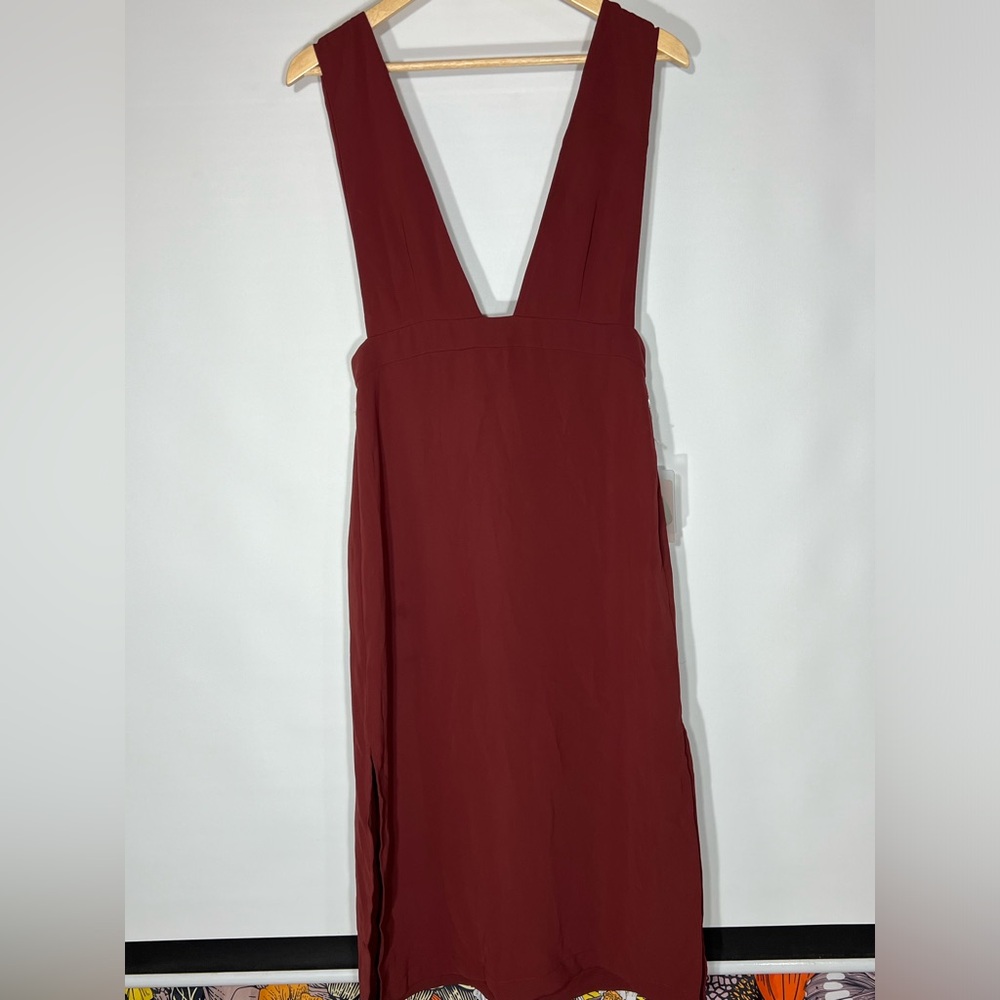 Forever 21 Deep-V Rust Midi Jumper Dress
